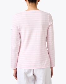 Back image thumbnail - Saint James - Minquidame Pink and White Striped Cotton Top