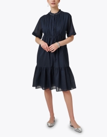 Look image thumbnail - Peserico - Navy Tiered Cotton Dress