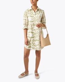 Look image thumbnail - Finley - Miller White and Green Print Shirt Dress