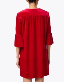 Back image thumbnail - Jude Connally - Kerry Red Stretch Velvet Dress
