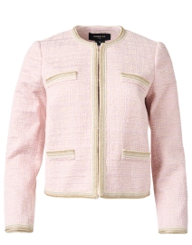 Product image thumbnail - Paule Ka - Pink Metallic Trim Tweed Jacket