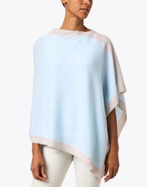 Front image thumbnail - Kinross - Blue with Beige Cashmere Poncho
