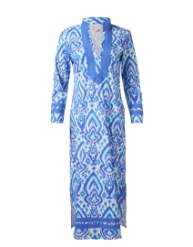 Blue Ikat Print Cotton Tunic Dress