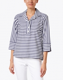 Front image thumbnail - Hinson Wu - Aileen Navy and White Striped Cotton Shirt