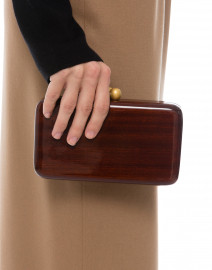 Logan Brown Lacquered Wood Clutch