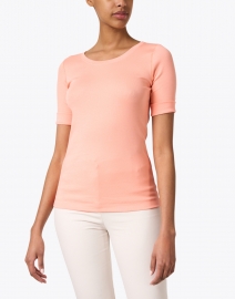 Front image thumbnail - Marc Cain Sports - Coral Stretch Cotton Elbow Sleeve Top