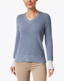 Kinross - Marlin Blue Cotton Waffle Knit Sweater