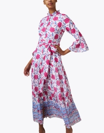 Front image thumbnail - Oliphant - White and Pink Poppy Print Dress