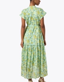Back image thumbnail - Ro's Garden - Mumi Green Floral Print Cotton Dress