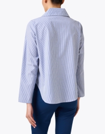 Back image thumbnail - Vitamin Shirts - Blue and White Striped Cotton Shirt