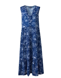Blue Floral Print Tiered Dress