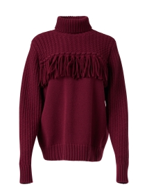 Burgundy Wool Fringe Turtleneck Sweater