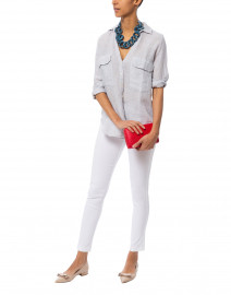 Jeni Blue and White Striped Linen Button Down Shirt
