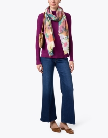 Extra_1 image thumbnail - Kinross - Multi Abstract Floral Print Silk Cashmere Scarf