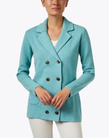 Front image thumbnail - Burgess - Milan Teal Blue Cotton Cashmere Coat