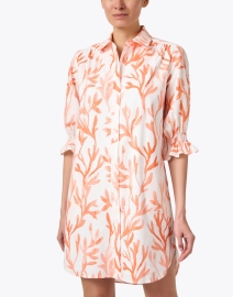 Front image thumbnail - Finley - Miller White and Coral Print Shirt Dress