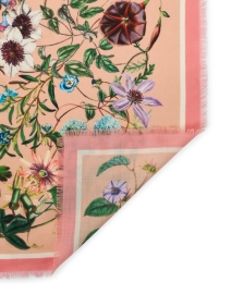 Back image thumbnail - St. Piece - Pink Floral Print Wool Cashmere Scarf