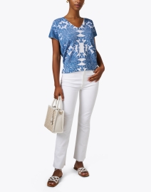 Look image thumbnail - Kinross - Blue and White Print Linen Sweater