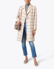 Look image thumbnail - Kinross - Ivory Windowpane Wool Cashmere Coat