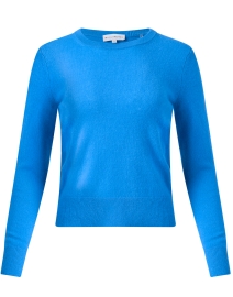 Product image thumbnail - White + Warren - Blue Cashmere Crew Neck Sweater