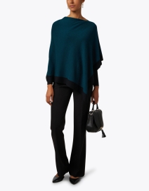 Look image thumbnail - Kinross - Green and Black Trim Cashmere Poncho