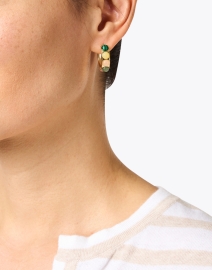 Look image thumbnail - Mignonne Gavigan - Petra Gold Multi Stone Huggie Hoop Earrings