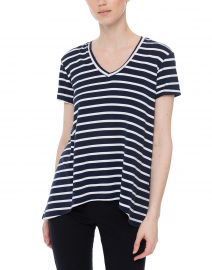 Front image thumbnail - Southcott - Wonder-V Navy and White Striped Bamboo-Cotton Top