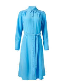 Diane Blue Silk Shirt Dress