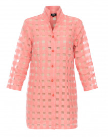 Connie Roberson - Rita Salmon Pink Sheer Plaid Shirt