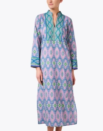 Front image thumbnail - Bella Tu - Mia Purple Embroidered Cotton Kaftan Dress
