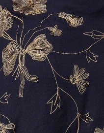 Fabric image thumbnail - Janavi - Navy and Gold Embroidered Dragonfly Wool Scarf