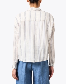 Back image thumbnail - CP Shades - Ramona White Striped Cotton Gauze Shirt