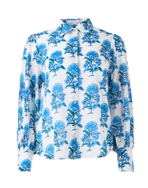 Product image thumbnail - Ro's Garden - Norway Blue and White Floral Cotton Shirt