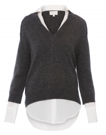 Dark Charcoal Sweater with White Underlayer
