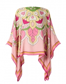 Savoia Pink Printed Cashmere Silk Wool Poncho