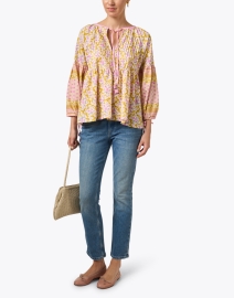 Look image thumbnail - D'Ascoli - Delphine Yellow and Pink Print Top