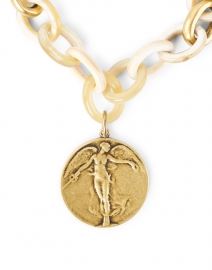 Front image thumbnail - Nest - Gold Coin Pendant Horn Link Necklace