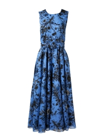 Aster Blue Floral Print Wool Dress