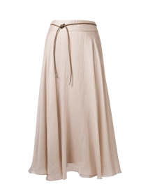 Beige Belted A-Line Skirt