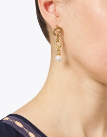 Look image thumbnail - Ben-Amun - Gold and Pearl Drop Earrings