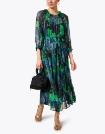 Look image thumbnail - Megan Park - Kailua Green and Blue Print Chiffon Dress