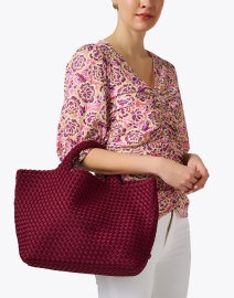 Look image thumbnail - Naghedi - St. Barths Medium Burgundy Woven Handbag