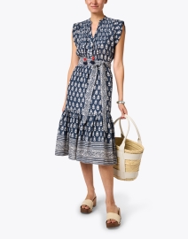 Look image thumbnail - Bell - Kat Navy Print Cotton Silk Dress