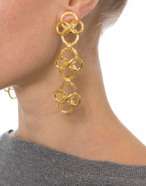 Satin Gold Circular Link Drop Earrings