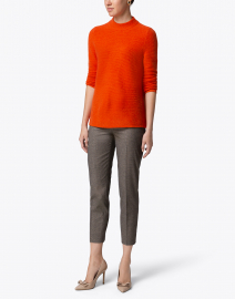 Orange Cashmere Sweater with Pearl Buttons