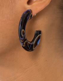 Look image thumbnail - Pono by Joan Goodman - Gia Blue and Brown Resin Hoop Earrings