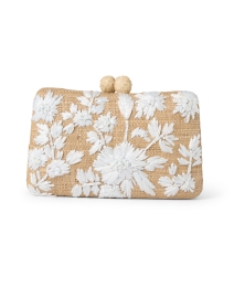 Product image thumbnail - SERPUI - Charlotte Tan Floral Embroidered Clutch