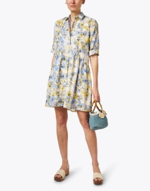 Look image thumbnail - Ro's Garden - Deauville Blue and Yellow Print Shirt Dress