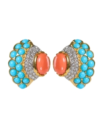 Coral and Turquoise Clip Earrings