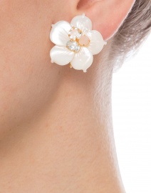 Mother of Pearl Flower Clip Earrings